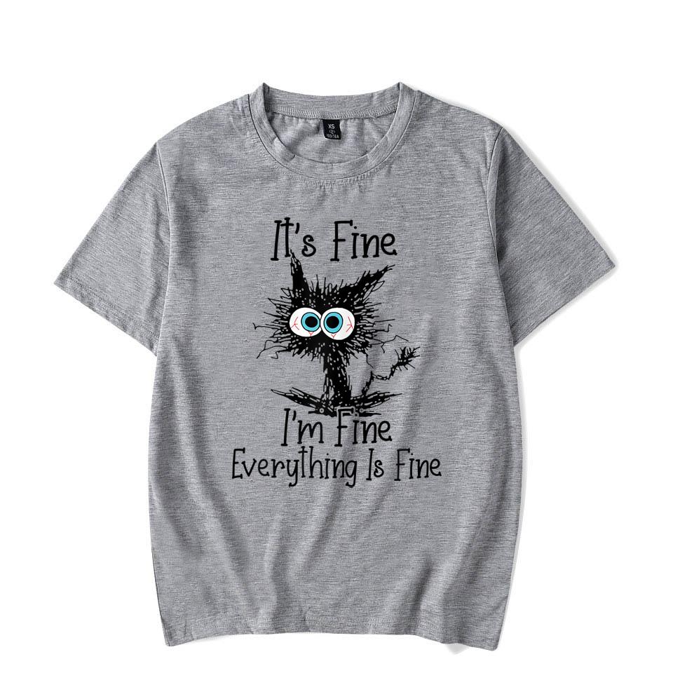 New Cat It S Fine I M Fine Everything Is Fine Printing Футболки унісекс Модна футболка з коротким рукавом Літня повсякденна футболка L сірий
New Cat It S Fine I M Fine Everything Is Fine Printing Футболки унісекс Модна футболка з коротким рукавом Літня повсякденна футболка L сірий