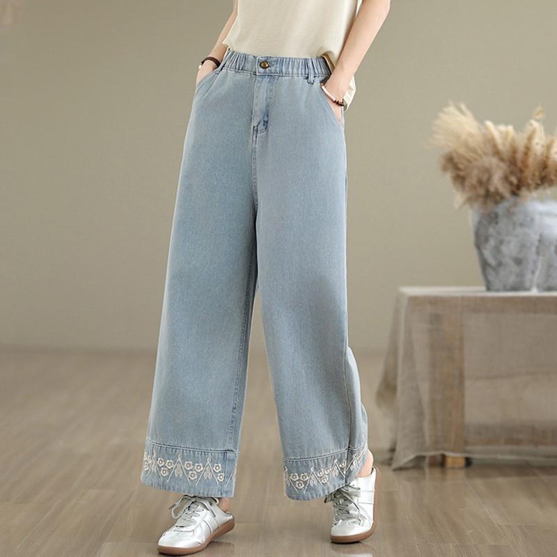 plus size Vintage embroidery floral high waist casual loose Women summer autumn spring jeans denim Straight Pants M
plus size Vintage embroidery floral high waist casual loose Women summer autumn spring jeans denim Straight Pants M