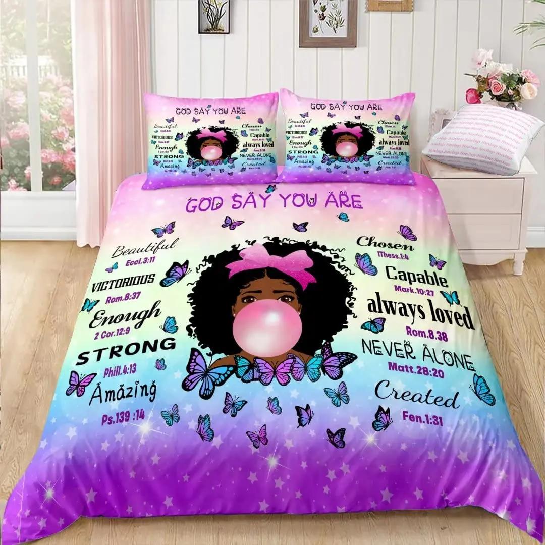 American Black Girl Soft Duvet Cover Set,Black Girl Magic Beding Set Ful Sized Dimensions,Lovely Litle Afro Black Princes Warm Comforter Cover Sets 120*200cm Single
American Black Girl Soft Duvet Cover Set,Black Girl Magic Beding Set Ful Sized Dimensions,Lovely Litle Afro Black Princes Warm Comforter Cover Sets 120*200cm Single