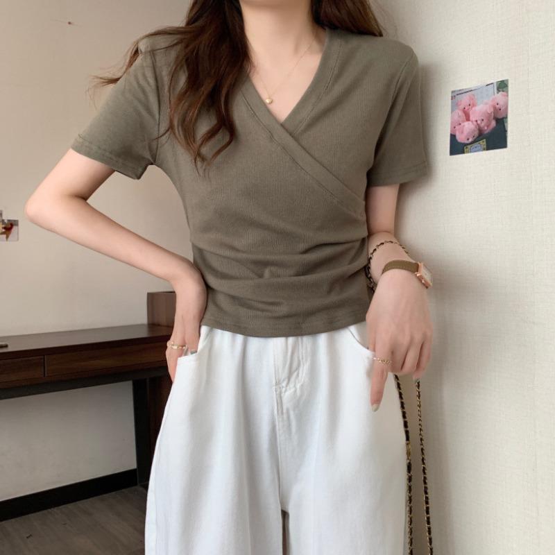 Crossover Short-sleeved T-shirt for Women Summer New Design Slim Short Student Slim Top Trendy XXL зелений
Crossover Short-sleeved T-shirt for Women Summer New Design Slim Short Student Slim Top Trendy XXL зелений