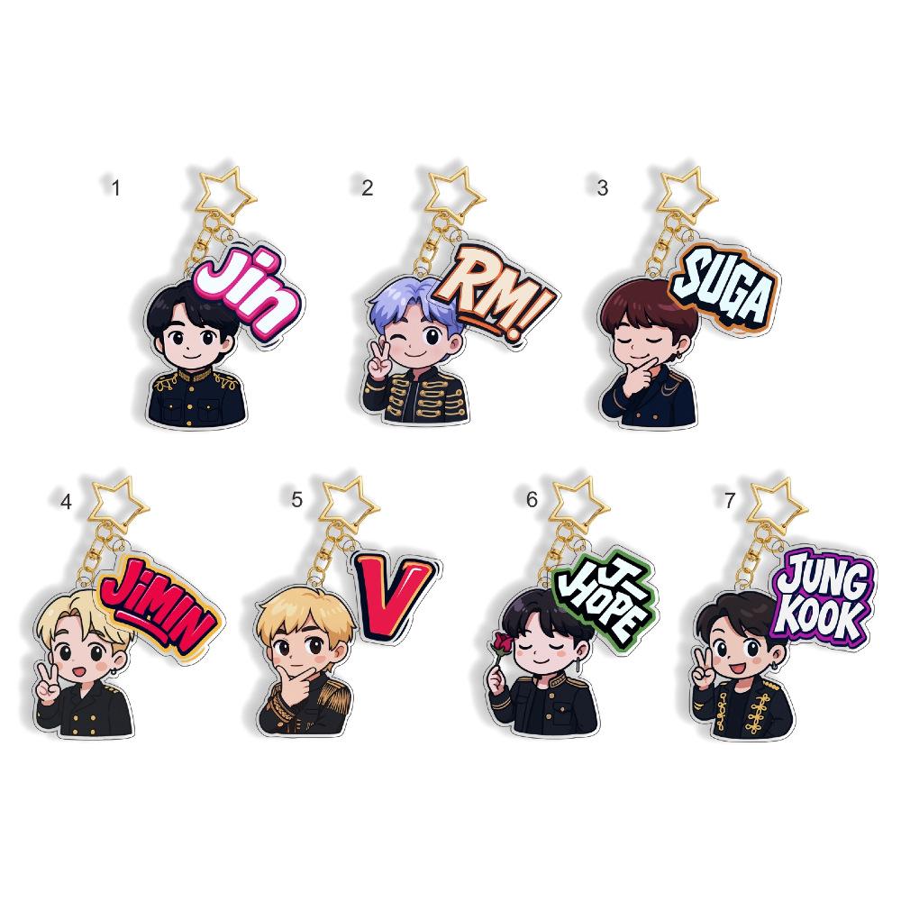 7pcs BTS Uniform Cartoon Keychain with Colorful Name Tag & Star Charm, Bangtan Boys Cartoon Figure Keyring, Kpop Idol Bag Pendant for ARMY Fans 7pcs
7pcs BTS Uniform Cartoon Keychain with Colorful Name Tag & Star Charm, Bangtan Boys Cartoon Figure Keyring, Kpop Idol Bag Pendant for ARMY Fans 7pcs