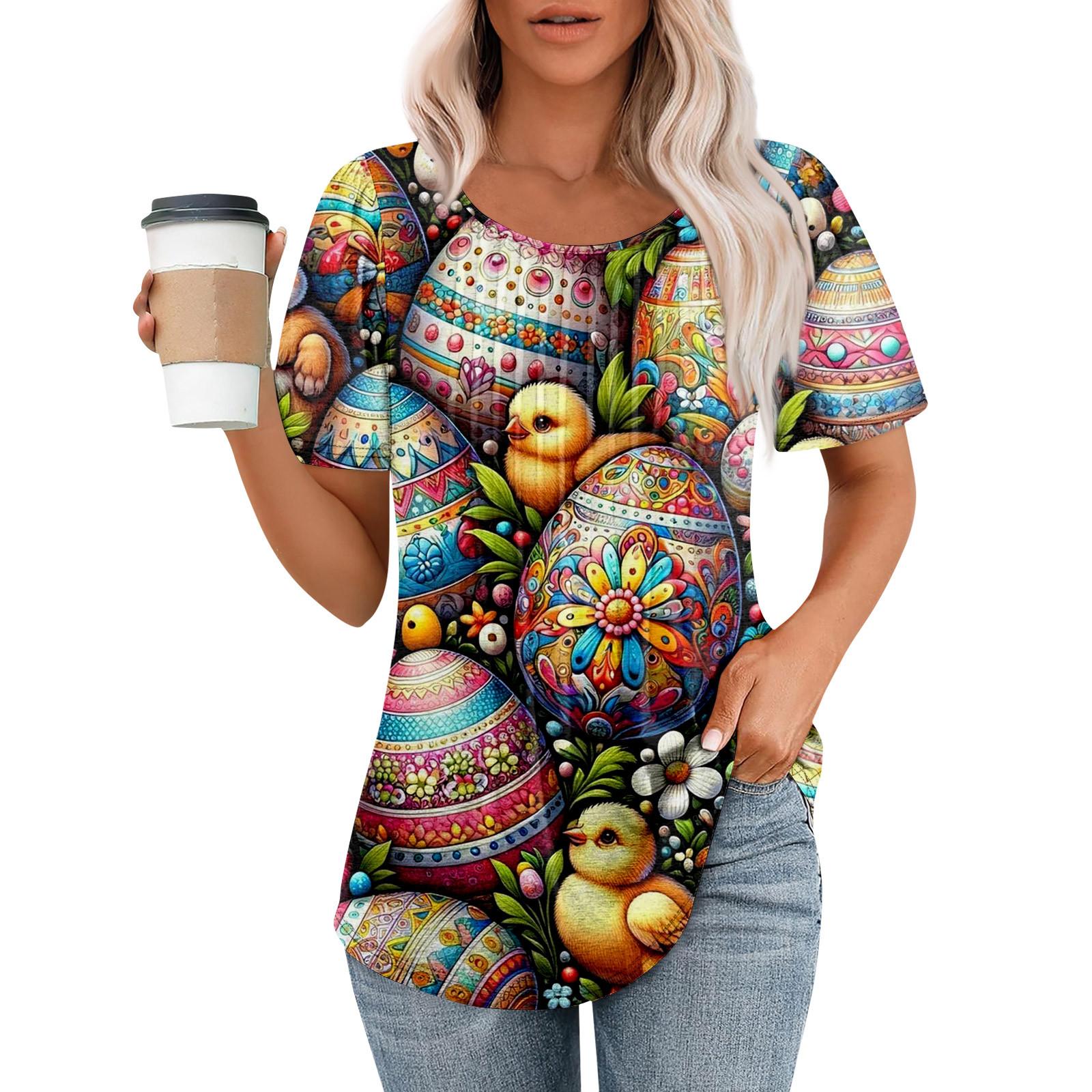 Женская футболка свободного покроя с короткими рукавами и круглым плиссированным узором на пасхальную тематику L чёрный
Женская футболка свободного покроя с короткими рукавами и круглым плиссированным узором на пасхальную тематику L чёрный