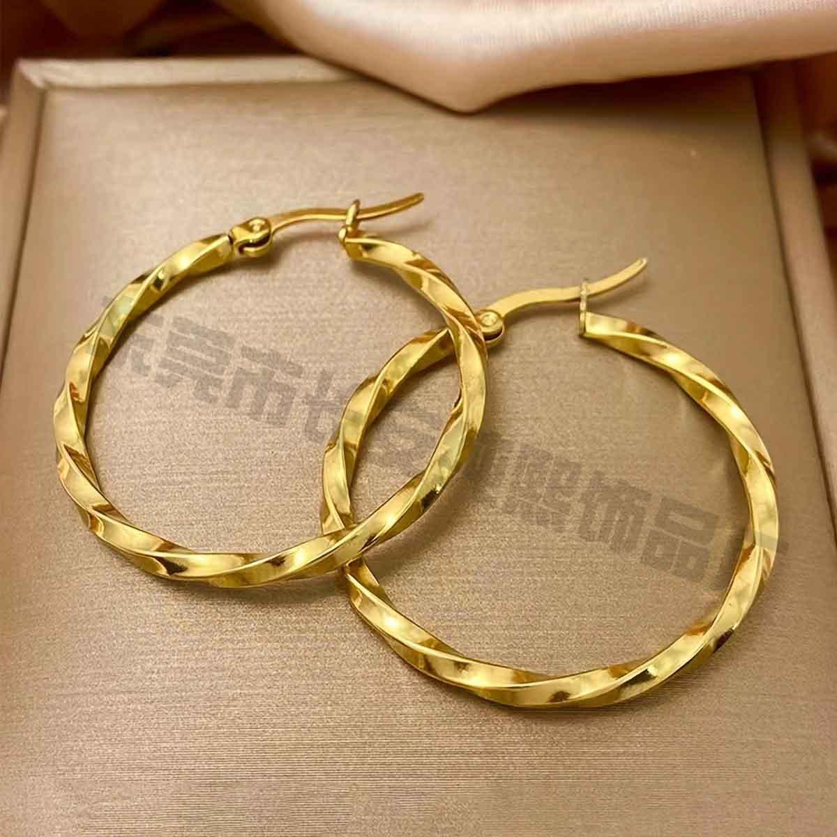 European & American Geometric Gold-Tone Titanium Steel Round Earrings, 30mm 15mm золотой
European & American Geometric Gold-Tone Titanium Steel Round Earrings, 30mm 15mm золотой