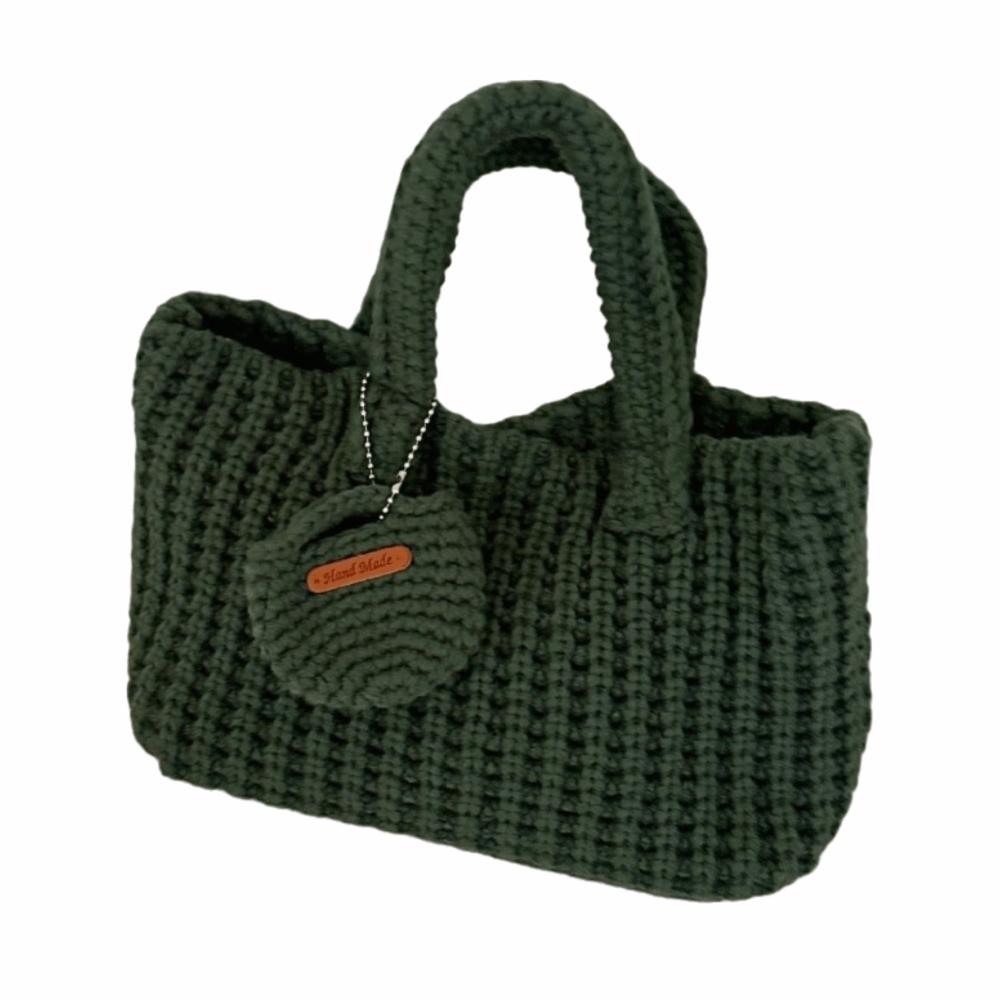 Classic Knitted Handbag Crochet Large Sized Cotton Thread Woven Bag With Small Purse Solid Color Vintage Style Bag Casual Use темно-зеленого
Classic Knitted Handbag Crochet Large Sized Cotton Thread Woven Bag With Small Purse Solid Color Vintage Style Bag Casual Use темно-зеленого