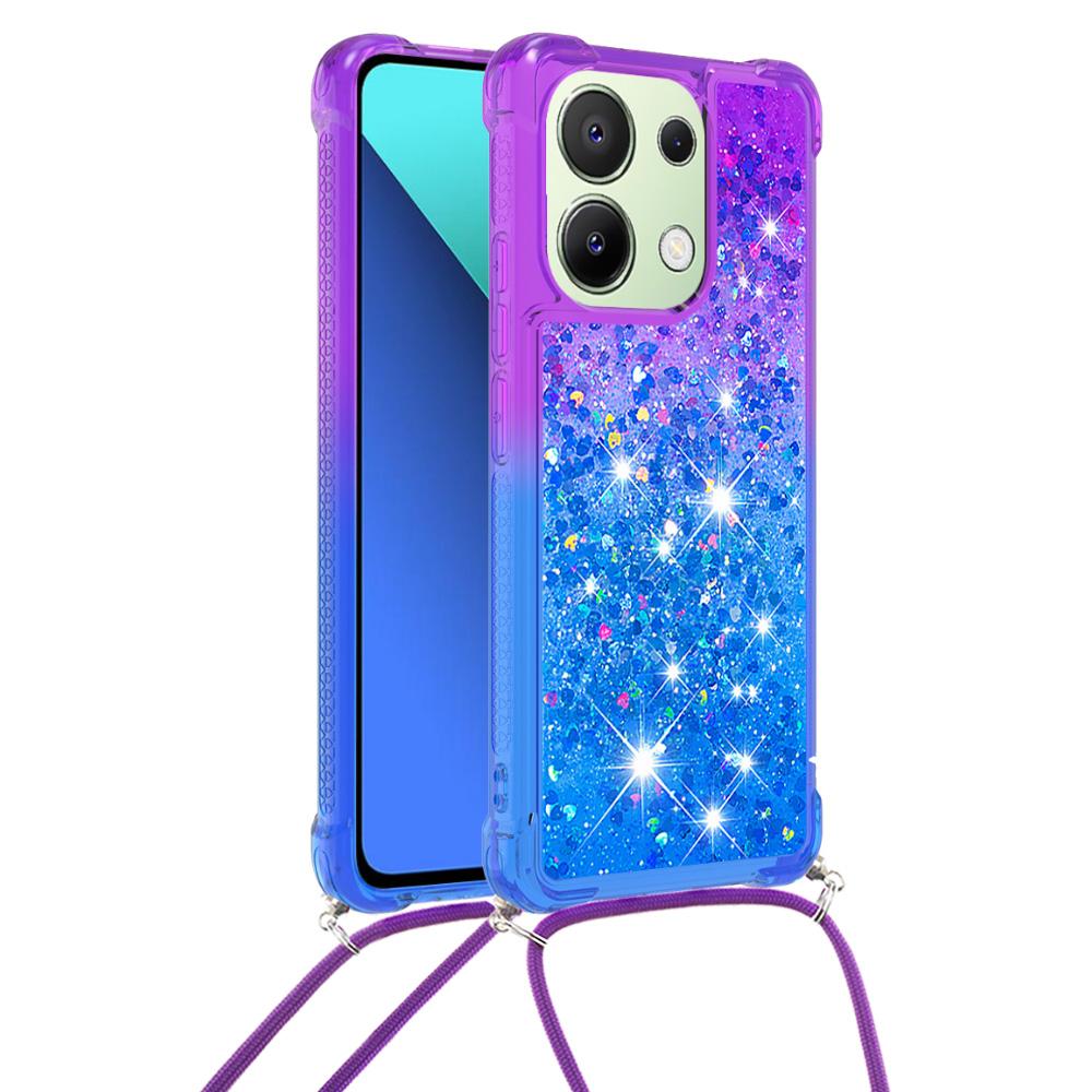 For Xiaomi Redmi Note 13 4G TPU Case Gradiant Quicksand Shockproof Cover with Lanyard Purple+Sky Blue
For Xiaomi Redmi Note 13 4G TPU Case Gradiant Quicksand Shockproof Cover with Lanyard Purple+Sky Blue