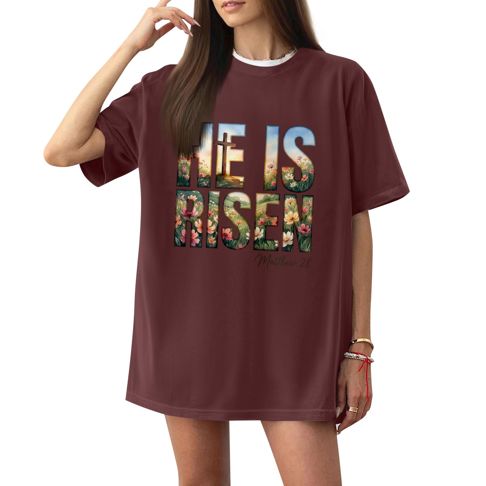 Womens Spring Tops Loose Fit Summer Shirts for Women Casual Womens Summer Shirts He Is Risen Print Tshirts Shirts for Women Dressy Tops for Women S винний
Womens Spring Tops Loose Fit Summer Shirts for Women Casual Womens Summer Shirts He Is Risen Print Tshirts Shirts for Women Dressy Tops for Women S винний
