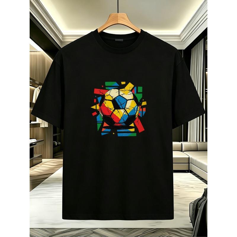 Sports Style Printed T-Shirt, Colorful Soccer Ball Pattern Short Sleeve, Durable Print, Skin-friendly Lightweight Fabric, Great for Casual Outings S чёрный
Sports Style Printed T-Shirt, Colorful Soccer Ball Pattern Short Sleeve, Durable Print, Skin-friendly Lightweight Fabric, Great for Casual Outings S чёрный