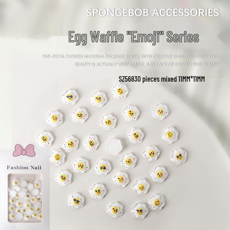 Nail Art Accessories: Sunny-Side Egg Resin 3D Waffle Smiley & Frangipani Decorations, 30 Pieces
Nail Art Accessories: Sunny-Side Egg Resin 3D Waffle Smiley & Frangipani Decorations, 30 Pieces