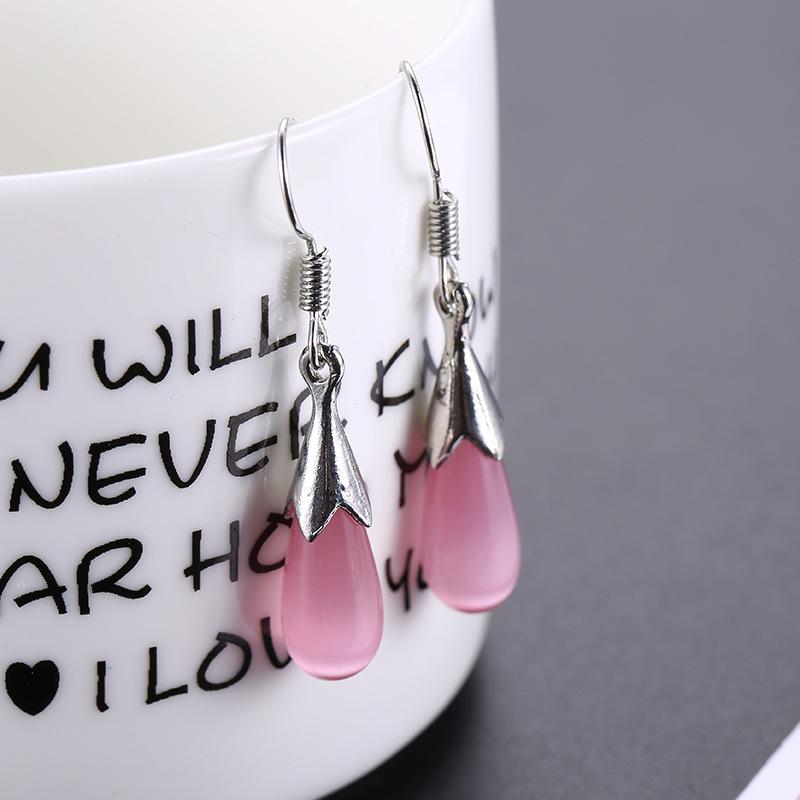 925 Sterling Silver Crystal Cat s Eye Water Drop Dangle Earrings - Korean Style for Women розовый
925 Sterling Silver Crystal Cat s Eye Water Drop Dangle Earrings - Korean Style for Women розовый