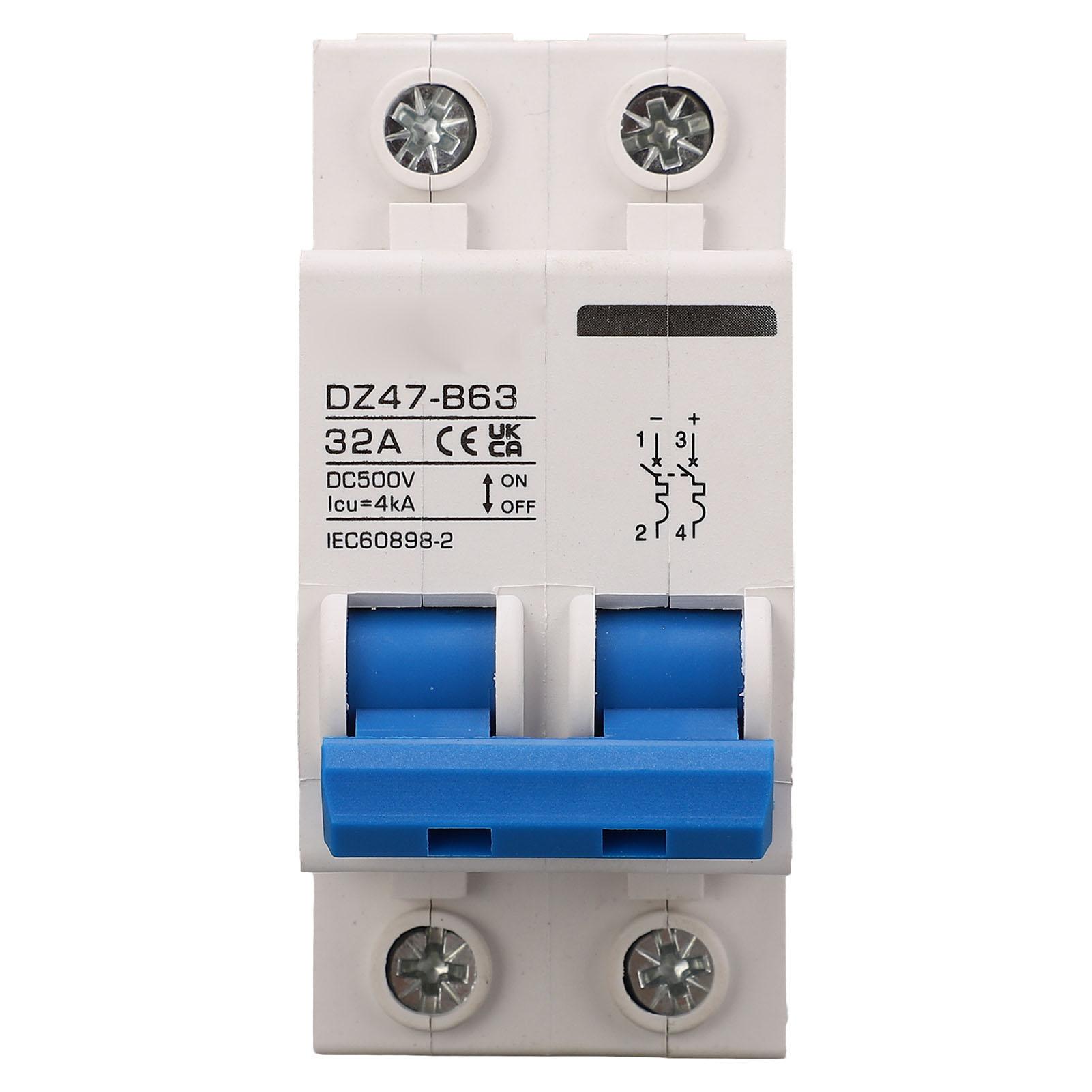 2P Type B Circuit Breaker 4000A Breaking Capacity Solar PV System Small Circuit Breaker DC500V 32A
2P Type B Circuit Breaker 4000A Breaking Capacity Solar PV System Small Circuit Breaker DC500V 32A
