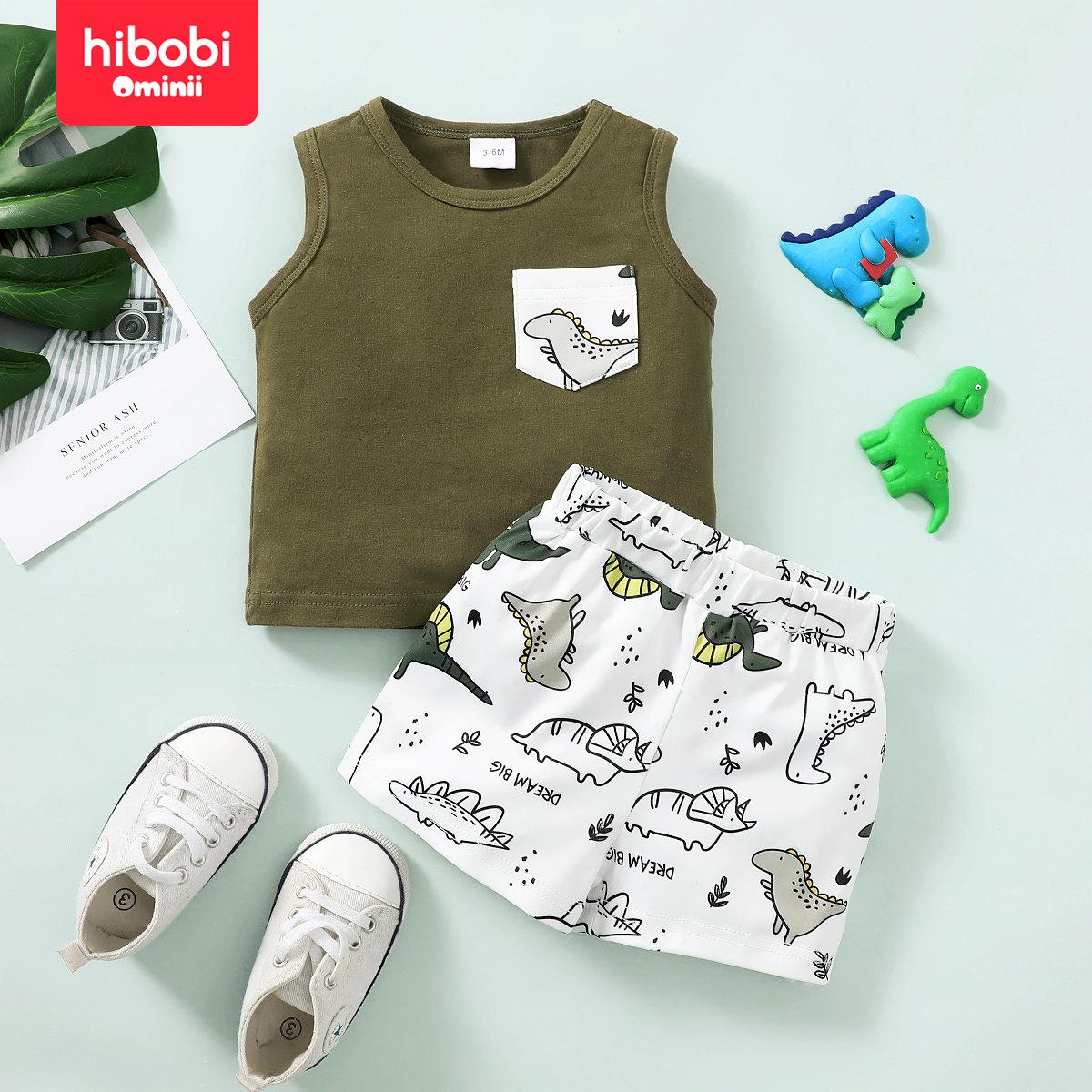 Летний армейский зеленый динозавр hibobi, милый модный жилет с принтом, комплект из двух предметов
Летний армейский зеленый динозавр hibobi, милый модный жилет с принтом, комплект из двух предметов