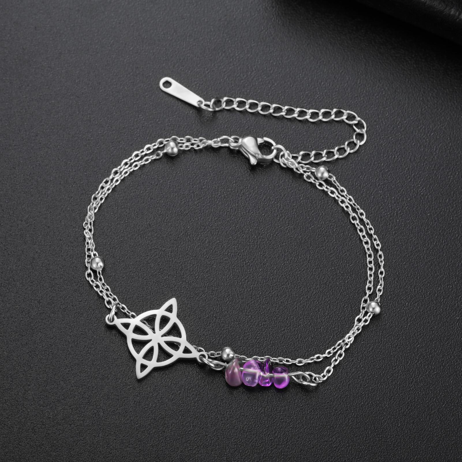 LIKGREAT Purple Crystal Witch Knot Bracelet Stainless Steel Chain Wicca Pagan Protection Amulet Jewelry Gift for Women
LIKGREAT Purple Crystal Witch Knot Bracelet Stainless Steel Chain Wicca Pagan Protection Amulet Jewelry Gift for Women
