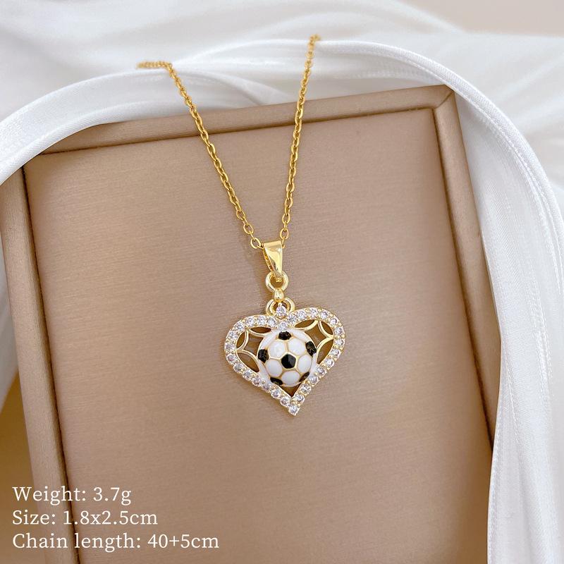 Sporty Creative Zircon Love Heart Soccer Pendant Necklace for Women Girls Stainless Steel Chain Jewelry Accessory Gifts
Sporty Creative Zircon Love Heart Soccer Pendant Necklace for Women Girls Stainless Steel Chain Jewelry Accessory Gifts