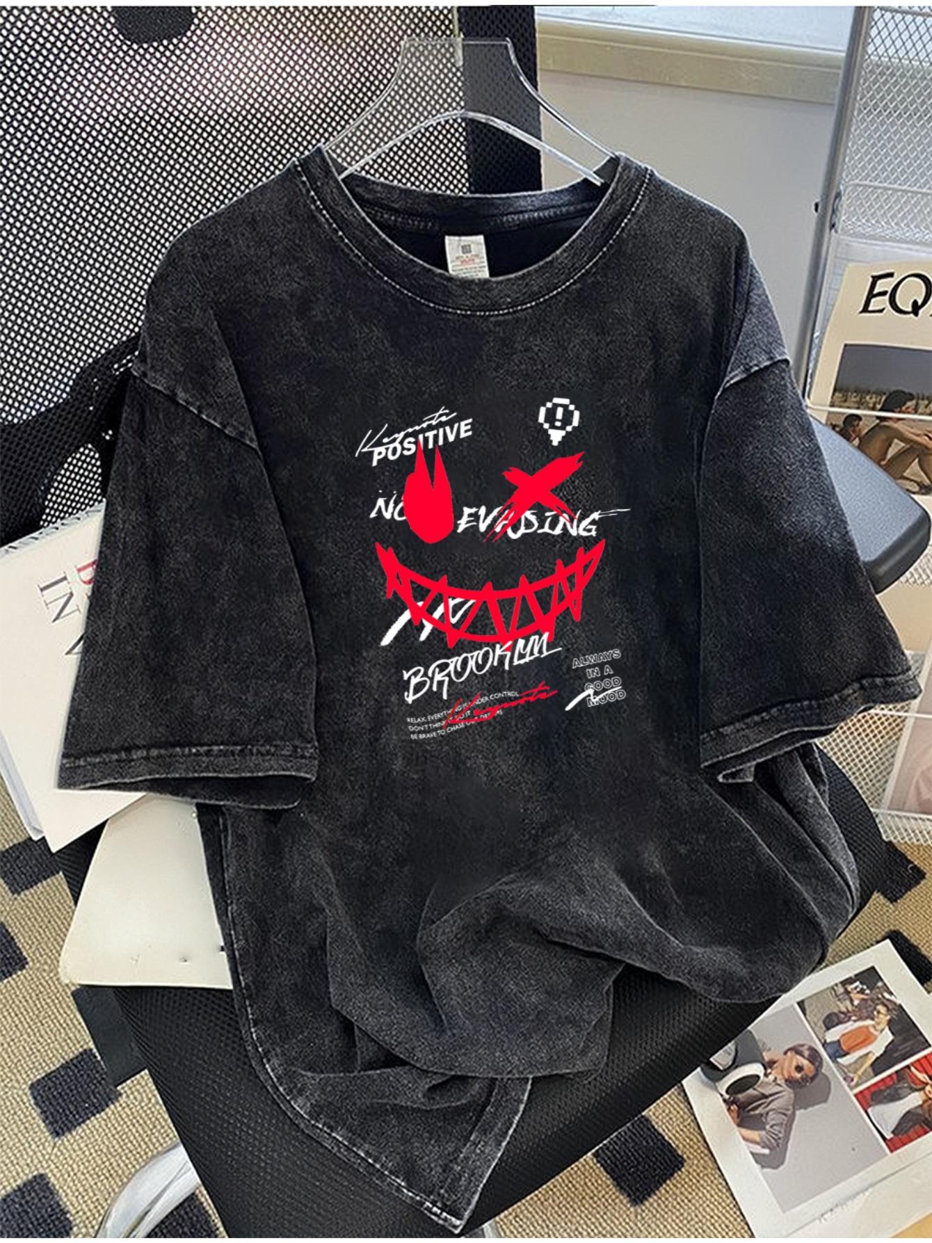 Summer Mens Casual Cotton Washed TShirt Black Loose Retro Printed Street Trendy Round Neck Short Sleeve S
Summer Mens Casual Cotton Washed TShirt Black Loose Retro Printed Street Trendy Round Neck Short Sleeve S