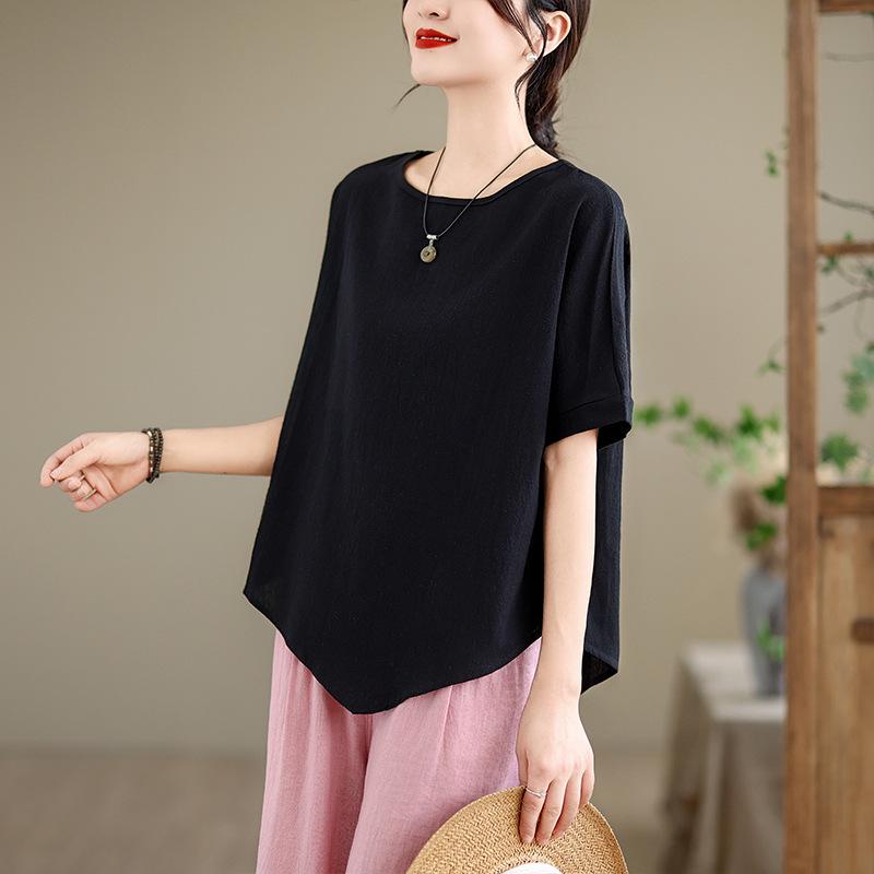 Women s Cotton Linen Batwing T-Shirt: Irregular Short Sleeve, Loose, Round Neck, Summer Top Medium чорний
Women s Cotton Linen Batwing T-Shirt: Irregular Short Sleeve, Loose, Round Neck, Summer Top Medium чорний