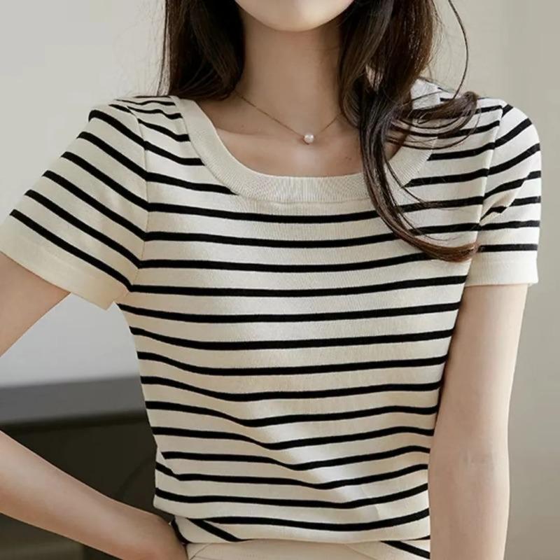 Short U-shaped Collar Short-sleeved Striped Sweater Clavicle Women s Summer Fashion Slim Short-sleeved New Bottoming Top L белый
Short U-shaped Collar Short-sleeved Striped Sweater Clavicle Women s Summer Fashion Slim Short-sleeved New Bottoming Top L белый