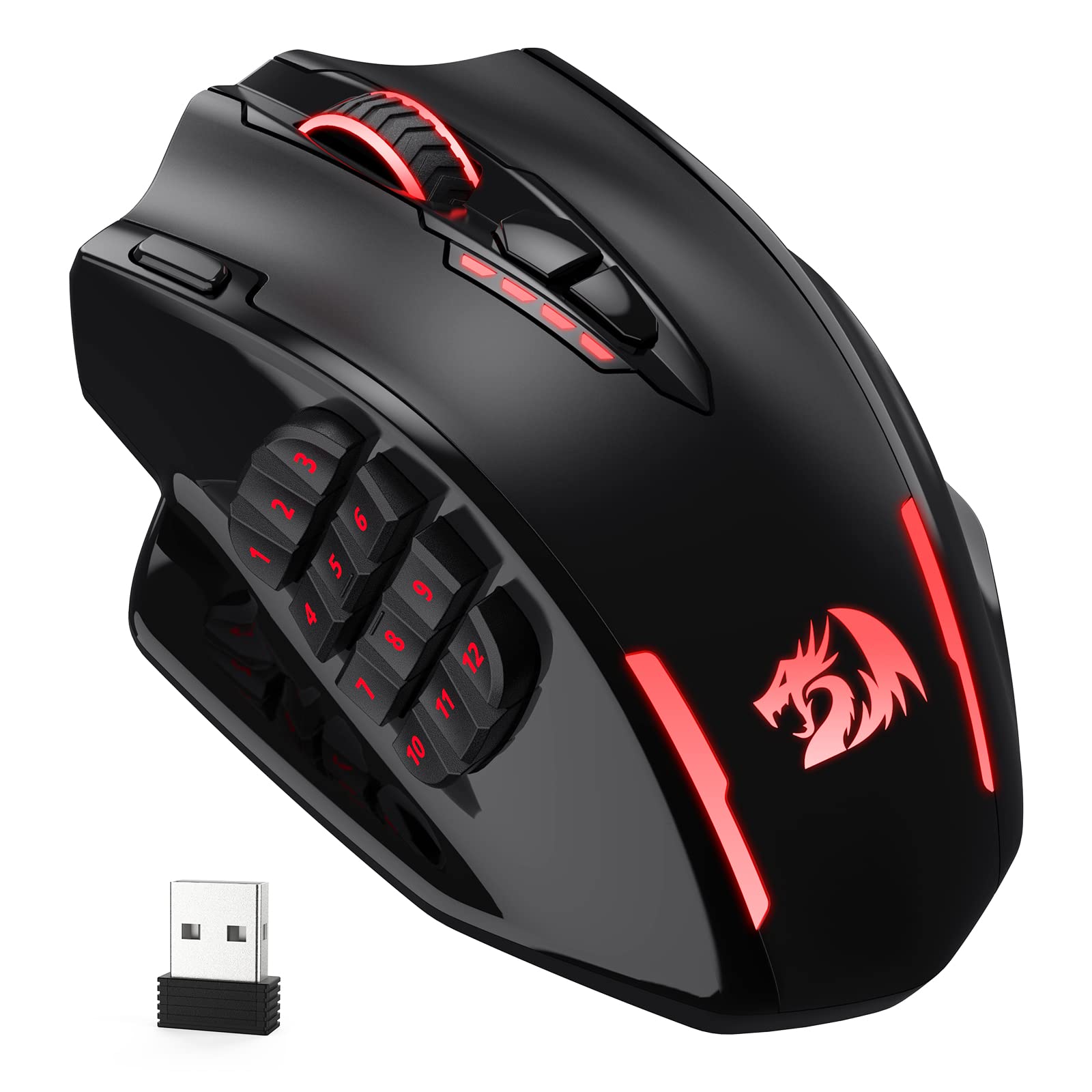 Redragon M913 Impact Elite Wireless Gaming 16000 DPI RGB Gamer 16 Programmable Time Control and Pro Optical 12 Side Buttons MMO Mouse Mouse, чорний
Redragon M913 Impact Elite Wireless Gaming 16000 DPI RGB Gamer 16 Programmable Time Control and Pro Optical 12 Side Buttons MMO Mouse Mouse, чорний