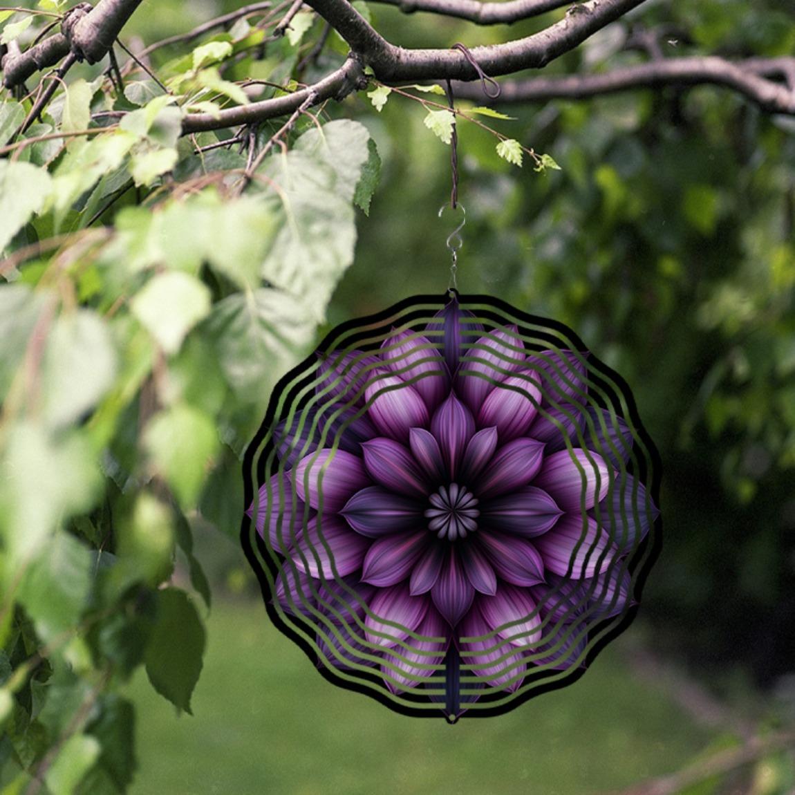 10 Inch Purple Black Metal Wind Chime with 360 Swivel Hook Floral Art Hanging Decor for Garden Patio Balcony All Season Gift 01A
10 Inch Purple Black Metal Wind Chime with 360 Swivel Hook Floral Art Hanging Decor for Garden Patio Balcony All Season Gift 01A