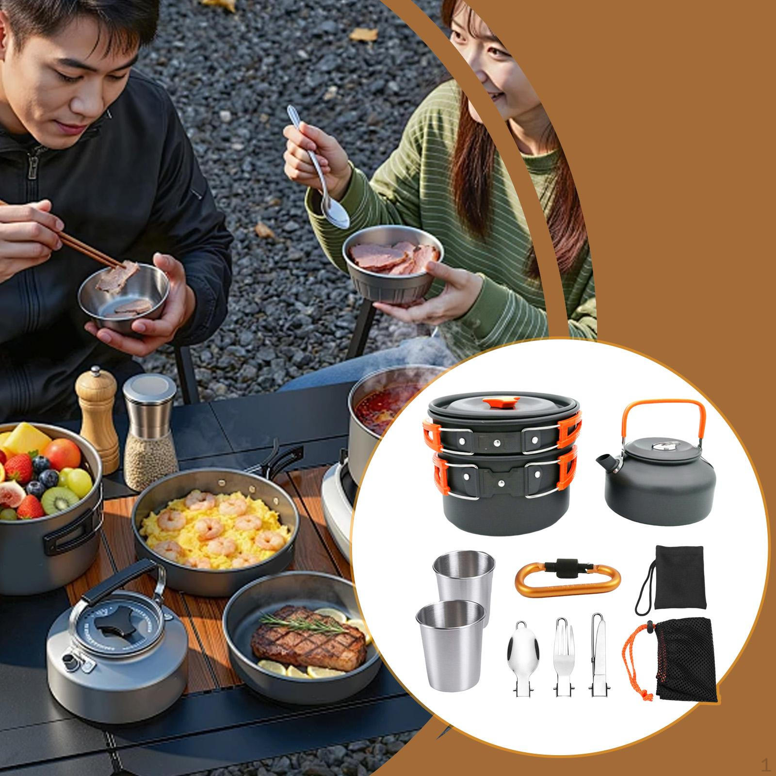 Camping Cookware Kit Cooking Set Ergonomic Pot Frying Pan Kettle for Barbecue Fishing оранжевый
Camping Cookware Kit Cooking Set Ergonomic Pot Frying Pan Kettle for Barbecue Fishing оранжевый