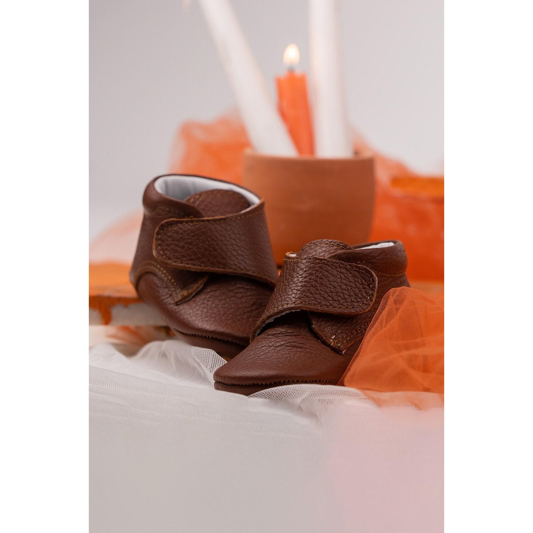 Детские сапоги Leo из натуральной кожи на липучках Светло-коричневый 
Детские сапоги Leo из натуральной кожи на липучках Светло-коричневый