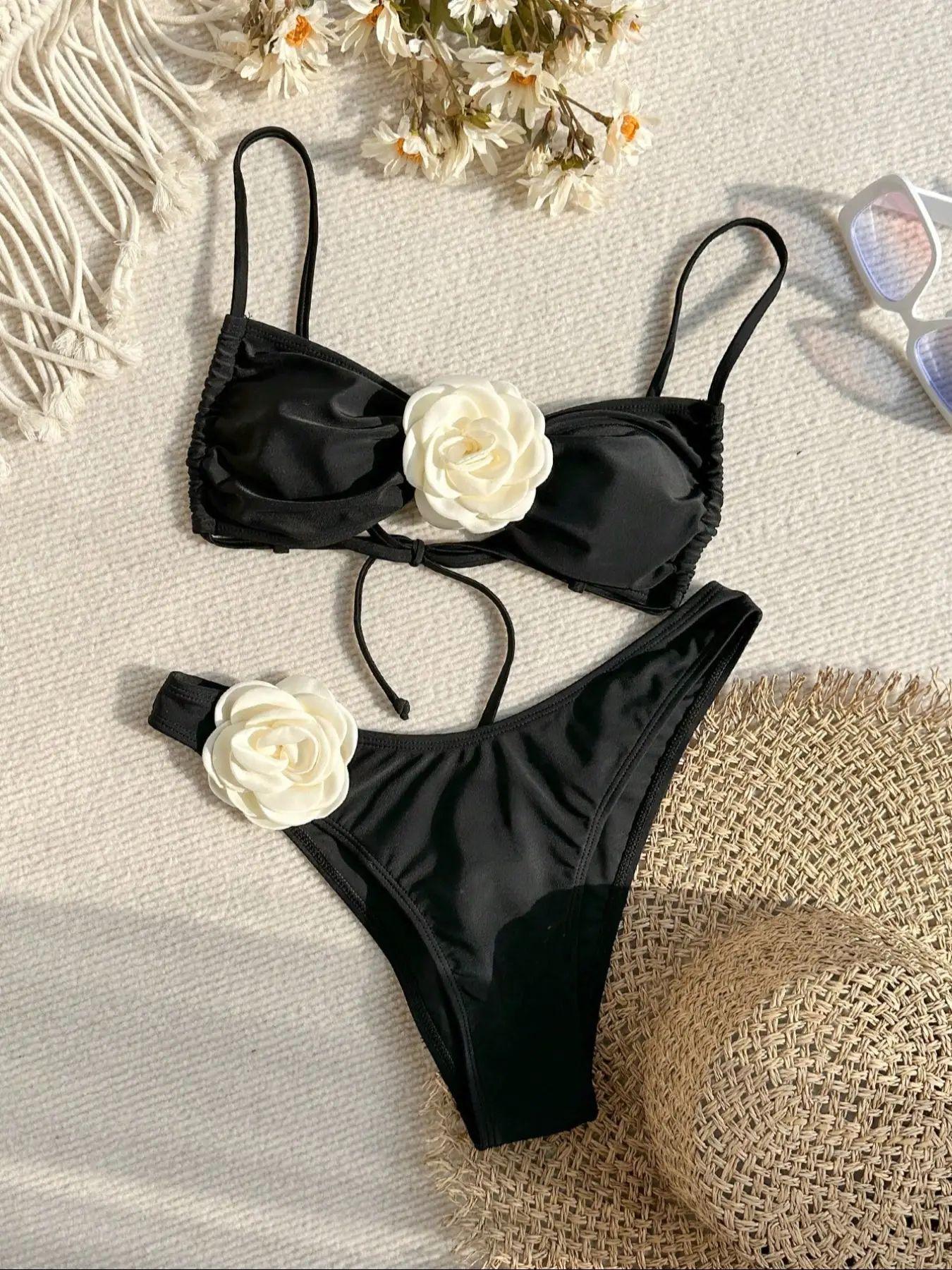 Flower Tie Bandeau Sexy Bikini Two Piece Set Elegant Comfortable Swimwear S
Flower Tie Bandeau Sexy Bikini Two Piece Set Elegant Comfortable Swimwear S