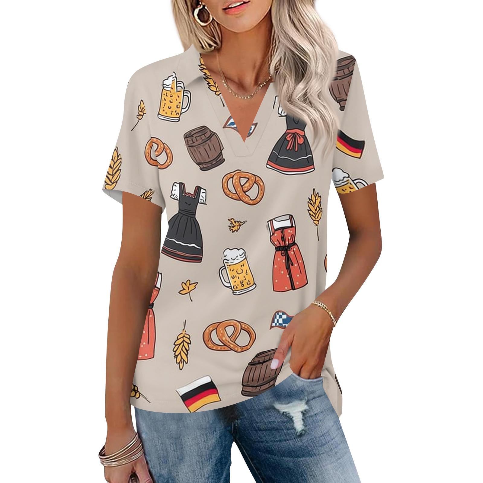 Women Casual V Neck Short Sleeve Oktoberfest Print Polo Shirt Lightweight Summer Top Relaxed Fit Blouse for Everyday Wear XXL
Women Casual V Neck Short Sleeve Oktoberfest Print Polo Shirt Lightweight Summer Top Relaxed Fit Blouse for Everyday Wear XXL