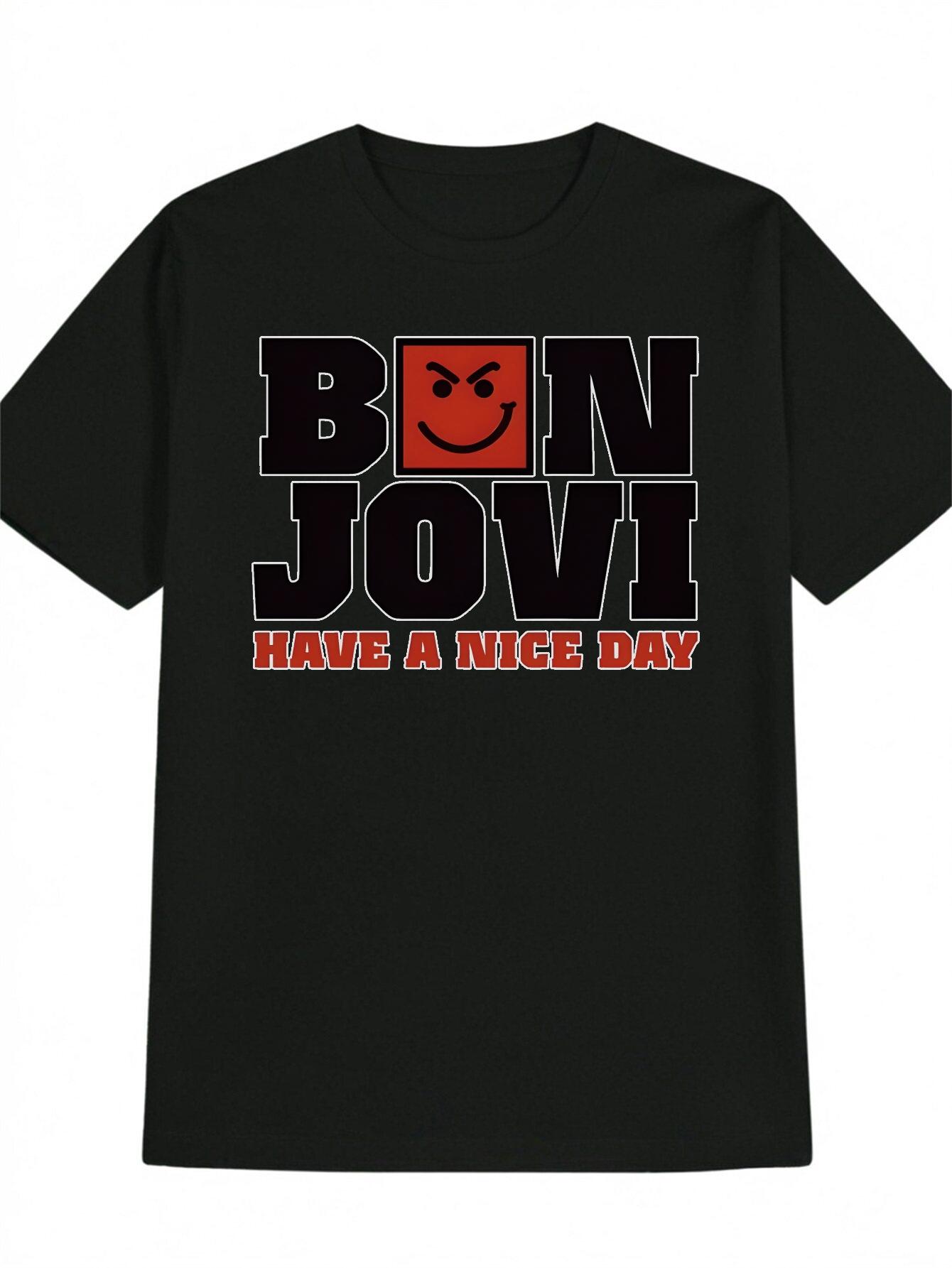 BON JOVI Casual Graphic T-shirt - Black with Red Square Frame Print & Have A Nice Day Slogan S
BON JOVI Casual Graphic T-shirt - Black with Red Square Frame Print & Have A Nice Day Slogan S