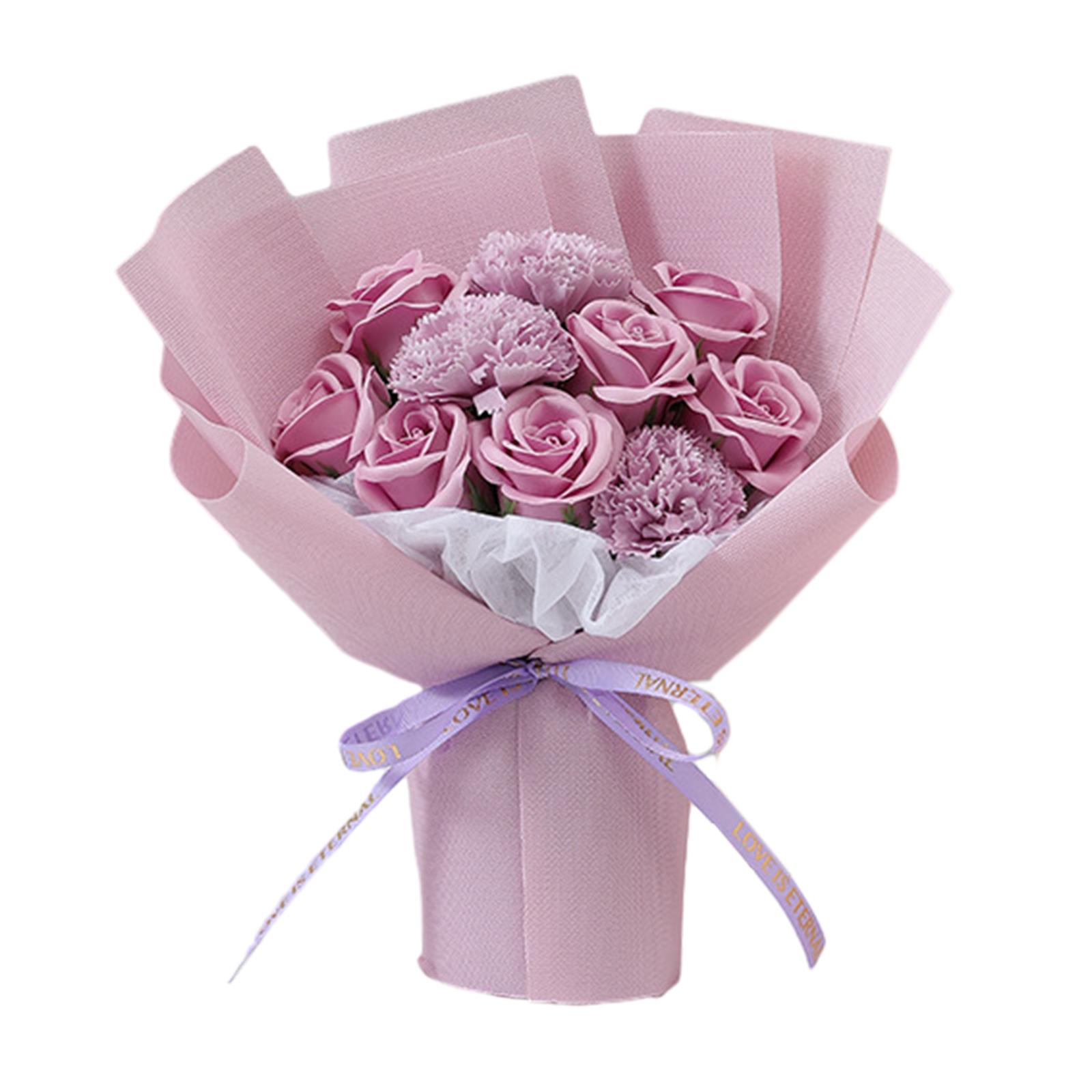 Букеты роз, центральный цветок из мыла для фестиваля, Дня матери, помолвки фиолетовый