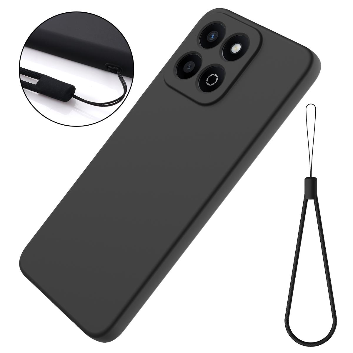 For Honor X6b 5G/Play 60 Plus 5G Liquid Silicone Case Phone Back Cover with Hand Strap Black
For Honor X6b 5G/Play 60 Plus 5G Liquid Silicone Case Phone Back Cover with Hand Strap Black