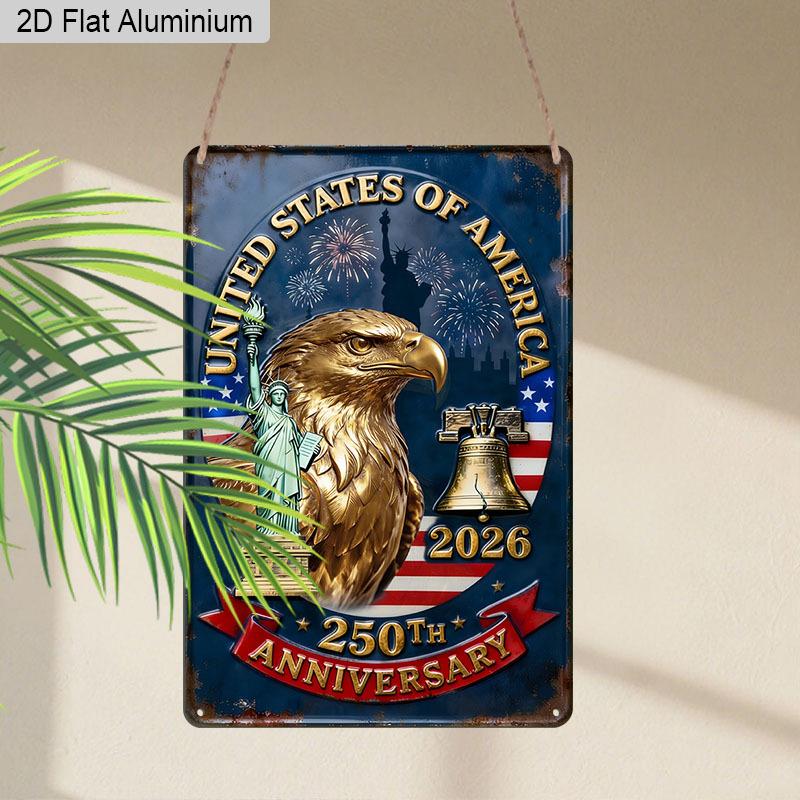 2D Flat 1pc Decorative 8*12 Inch Plaque Aluminium Metal Sign: USA 250th Anniversary Retro Art with Bald Eagle, Statue of Liberty & Liberty Bell 20*30cm
2D Flat 1pc Decorative 8*12 Inch Plaque Aluminium Metal Sign: USA 250th Anniversary Retro Art with Bald Eagle, Statue of Liberty & Liberty Bell 20*30cm