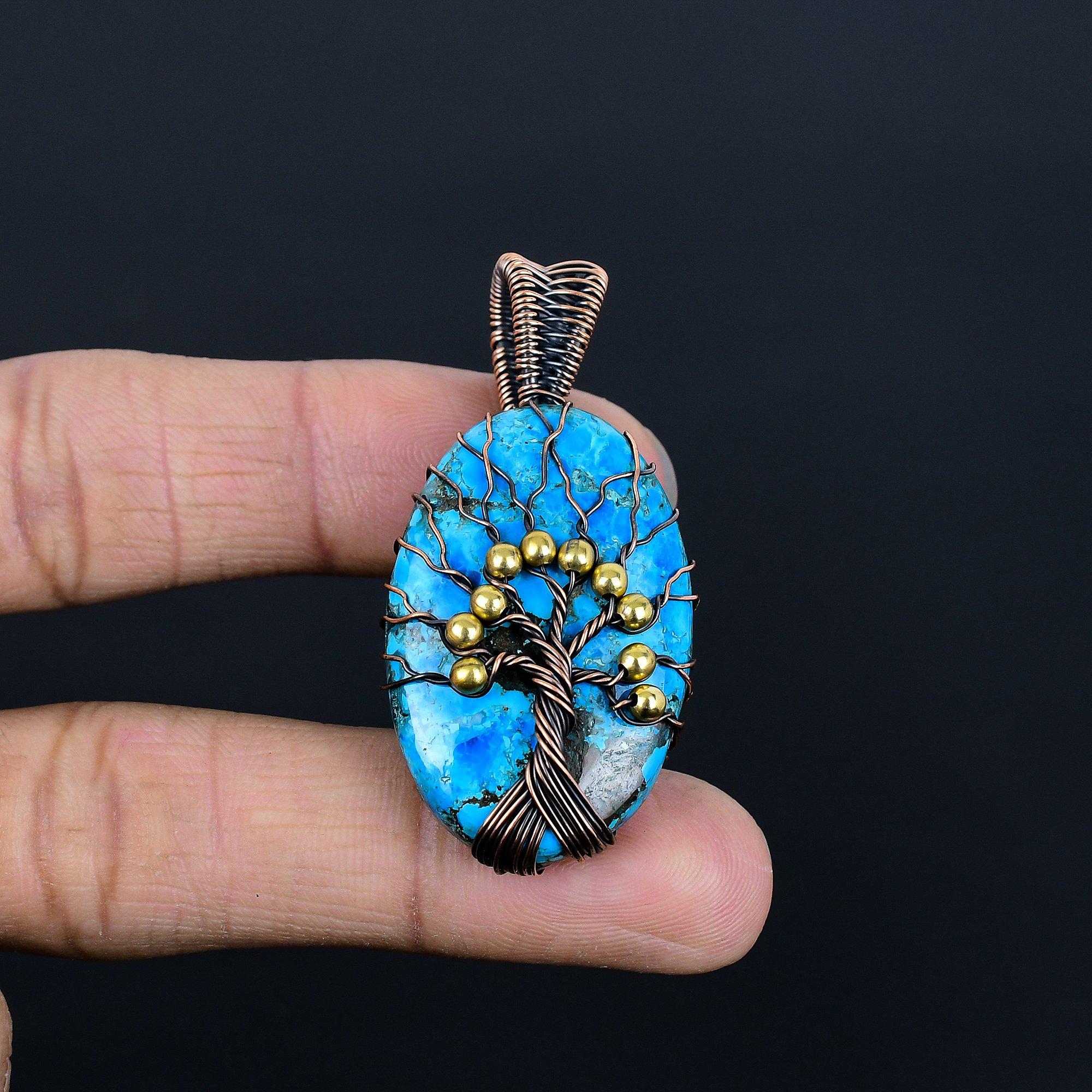 Blue Turquoise Handmade Gemstone Pendant, 999 Copper Wire Wrapped Antique Jewelry Pendant, For Engagement Gift 2.08 Inches
Blue Turquoise Handmade Gemstone Pendant, 999 Copper Wire Wrapped Antique Jewelry Pendant, For Engagement Gift 2.08 Inches