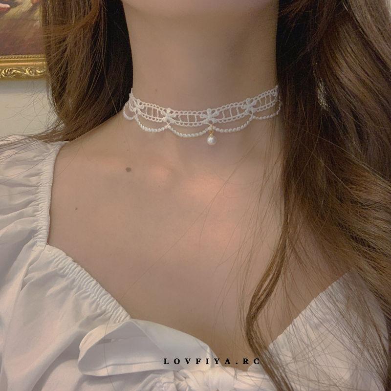 Girl s White Lace Pearl Choker Necklace Jacquard Floral Fairy Elegant Collar Necklace Delicate Clavicle Chain Jewelry Gift
Girl s White Lace Pearl Choker Necklace Jacquard Floral Fairy Elegant Collar Necklace Delicate Clavicle Chain Jewelry Gift