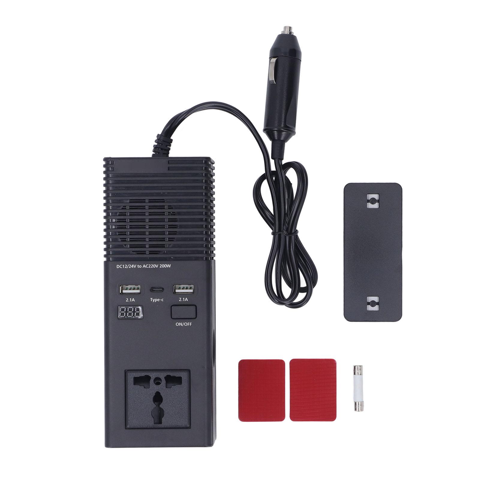 200W Car Power Inverter LED Display Type C Dual USB Port Dual 220V AC Outlet 12v Dc to 220v Ac Plug
200W Car Power Inverter LED Display Type C Dual USB Port Dual 220V AC Outlet 12v Dc to 220v Ac Plug
