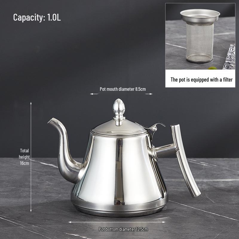 Stainless Steel Teapot with Filter for Induction Cookers - Long Spout, Large Capacity, Ideal for Restaurant Use.
Stainless Steel Teapot with Filter for Induction Cookers - Long Spout, Large Capacity, Ideal for Restaurant Use.