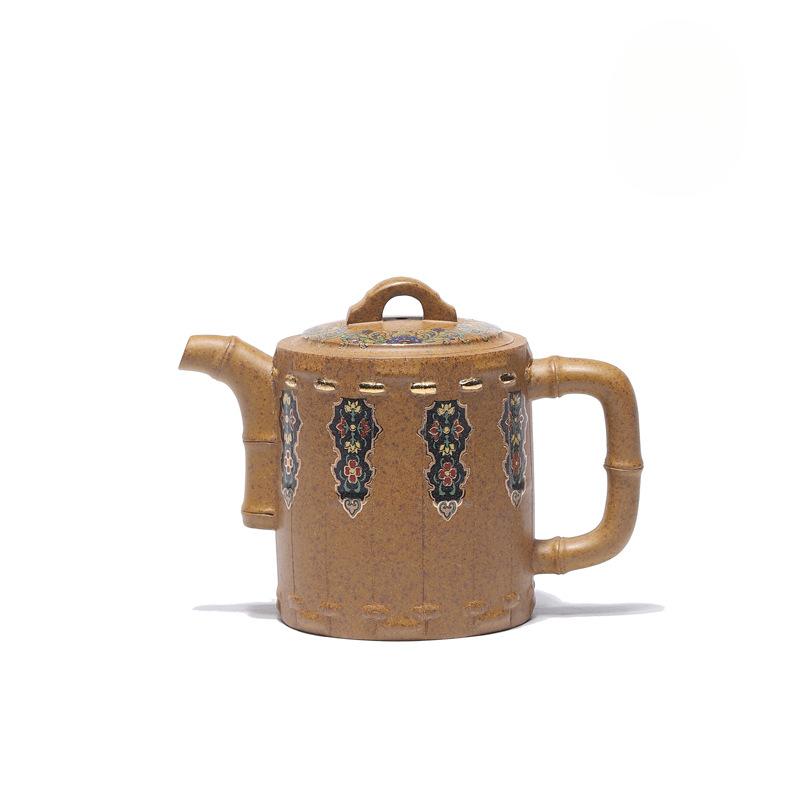 280ml Yixing Purple Clay Teapots Handmade Colour Enamels Bamboo Joint Pot Raw Ore Hyperthermy Gold Section Mud Kettle Zisha Tea
280ml Yixing Purple Clay Teapots Handmade Colour Enamels Bamboo Joint Pot Raw Ore Hyperthermy Gold Section Mud Kettle Zisha Tea