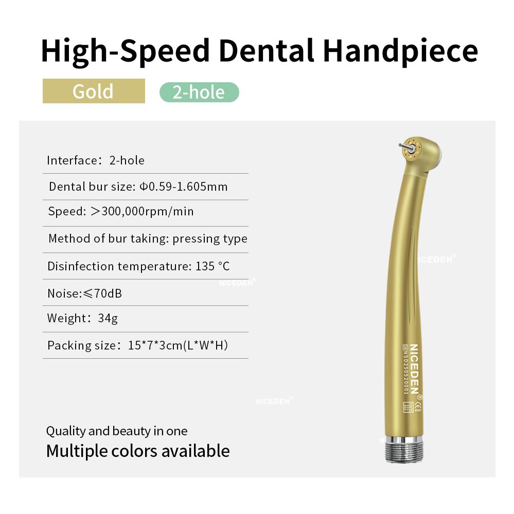 NICEDEN High-Speed Handpiece LED Push Button Standard Head 2/4 Holes Three Water Spray Air Oral Therapy Equipments Accessories 5 LED 5 Water Holes gold+2 holes
NICEDEN High-Speed Handpiece LED Push Button Standard Head 2/4 Holes Three Water Spray Air Oral Therapy Equipments Accessories 5 LED 5 Water Holes gold+2 holes