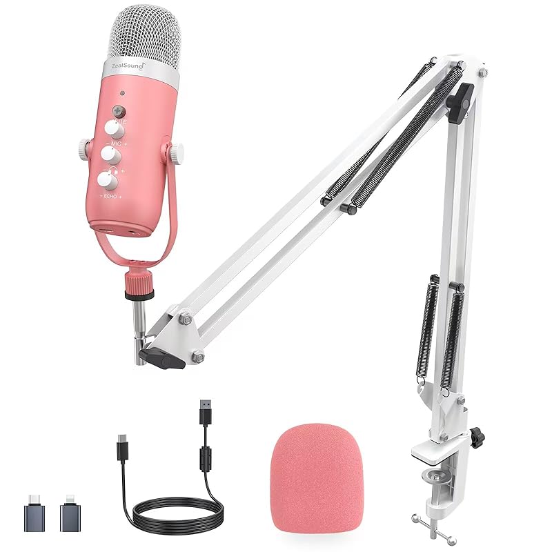 ZeaLSound USB microphone set, condenser microphone, PC microphone, arm stand included, cardioid directivity, plug and play, one-touch mute, echo
ZeaLSound USB microphone set, condenser microphone, PC microphone, arm stand included, cardioid directivity, plug and play, one-touch mute, echo