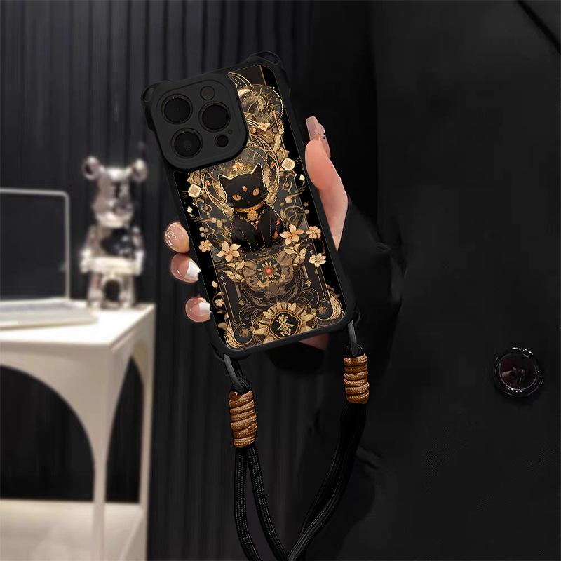 Fortune black cat for Apple 17 mobile phone case 16pro Apple couple model with lanyard apple 16e
Fortune black cat for Apple 17 mobile phone case 16pro Apple couple model with lanyard apple 16e