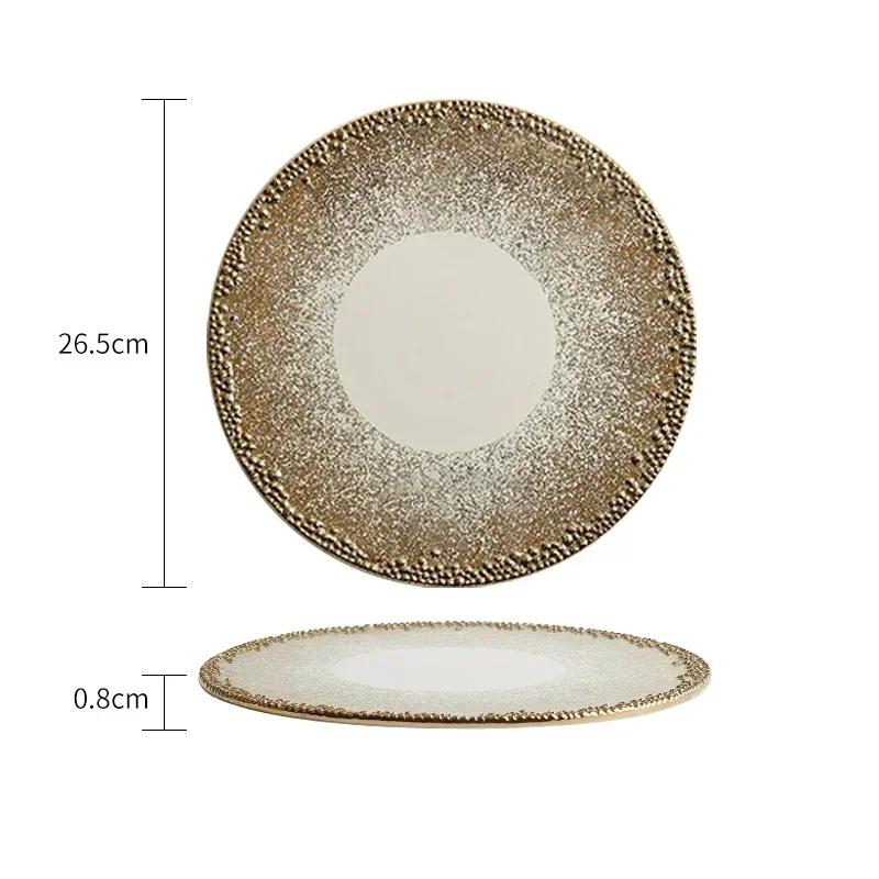 Золотая кайма Высококачественные обеденные тарелки Креативная легкая роскошная керамическая тарелка Ретро ресторанный стейк плоский поднос бытовая посуда
Золотая кайма Высококачественные обеденные тарелки Креативная легкая роскошная керамическая тарелка Ретро ресторанный стейк плоский поднос бытовая посуда