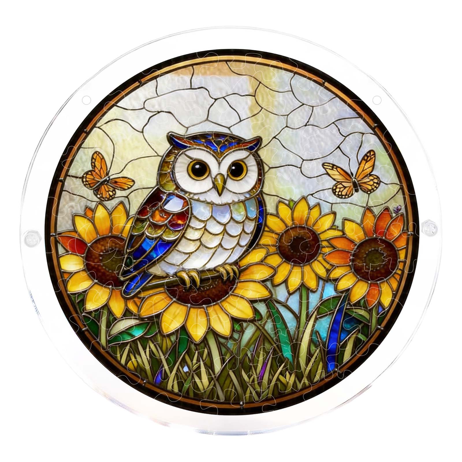 Acrylic Puzzle Pendant Sun Catcher Window Hanging Decor Owl and Sunflower Design Round Stained Glass Style Ornament for Home Office Garden One Size
Acrylic Puzzle Pendant Sun Catcher Window Hanging Decor Owl and Sunflower Design Round Stained Glass Style Ornament for Home Office Garden One Size