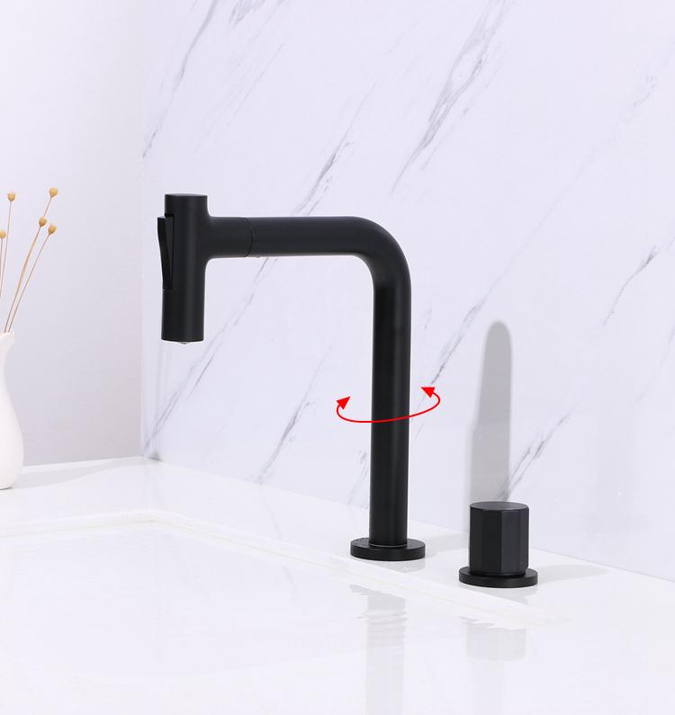 Gun Gray/Brushed Gold Widespread Bathroom Basin Faucet All Copper Pull-out Sink Faucet 360 Rotating Kitchen Faucet Black
Gun Gray/Brushed Gold Widespread Bathroom Basin Faucet All Copper Pull-out Sink Faucet 360 Rotating Kitchen Faucet Black