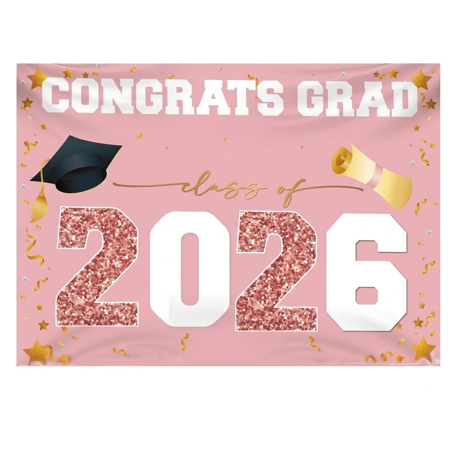 Graduation Party Banner Congrats Grad Class of 2026 Celebration Decoration 180x110cm Durable Fabric Banner for Graduation Events One Size рожевий
Graduation Party Banner Congrats Grad Class of 2026 Celebration Decoration 180x110cm Durable Fabric Banner for Graduation Events One Size рожевий