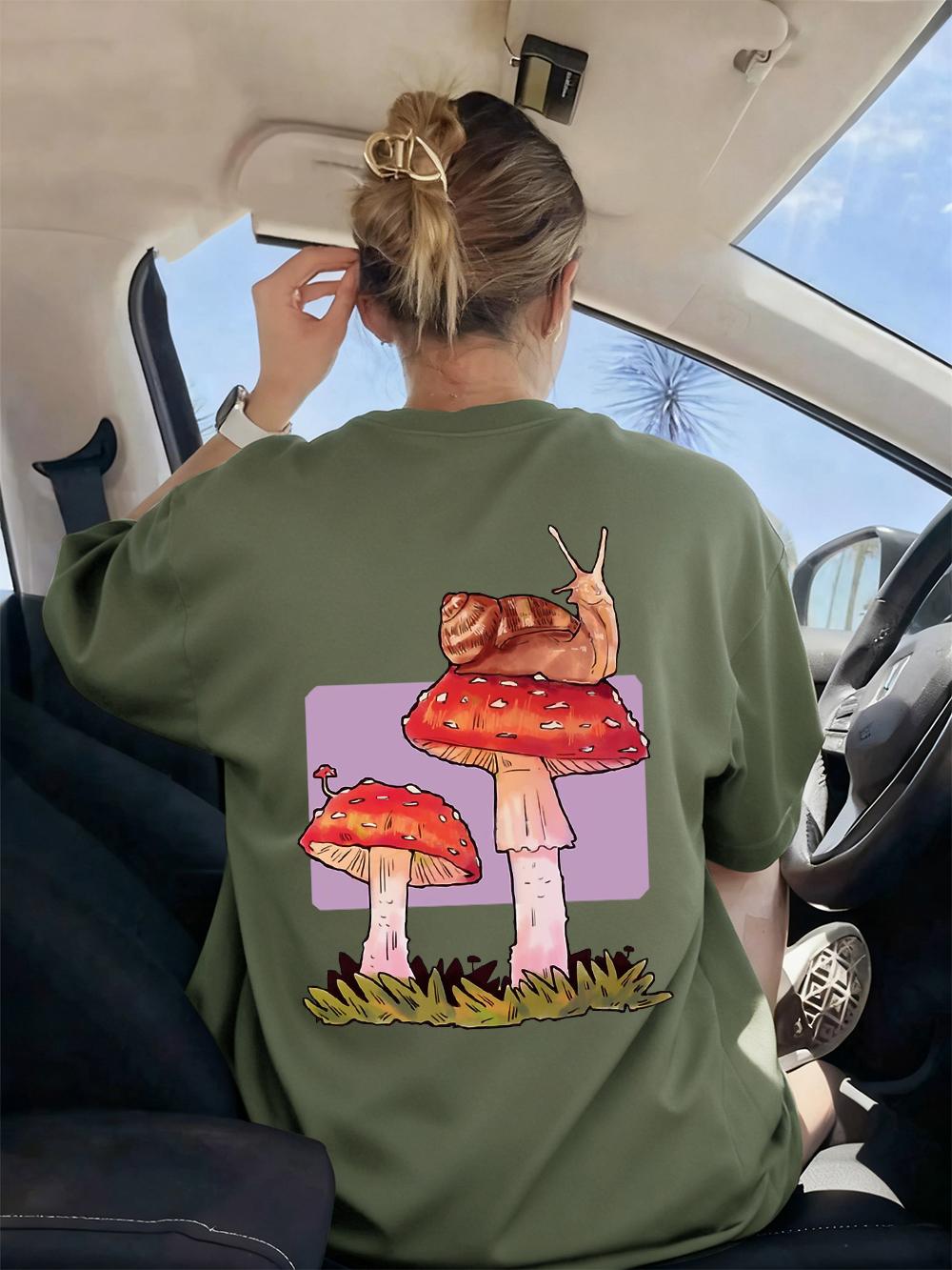 Snail Mushrooms Printing TShirts Women Basics Loose Short Sleeve Tops ONeck Soft T Shirts Summer Comfortable Womans Clothes S
Snail Mushrooms Printing TShirts Women Basics Loose Short Sleeve Tops ONeck Soft T Shirts Summer Comfortable Womans Clothes S