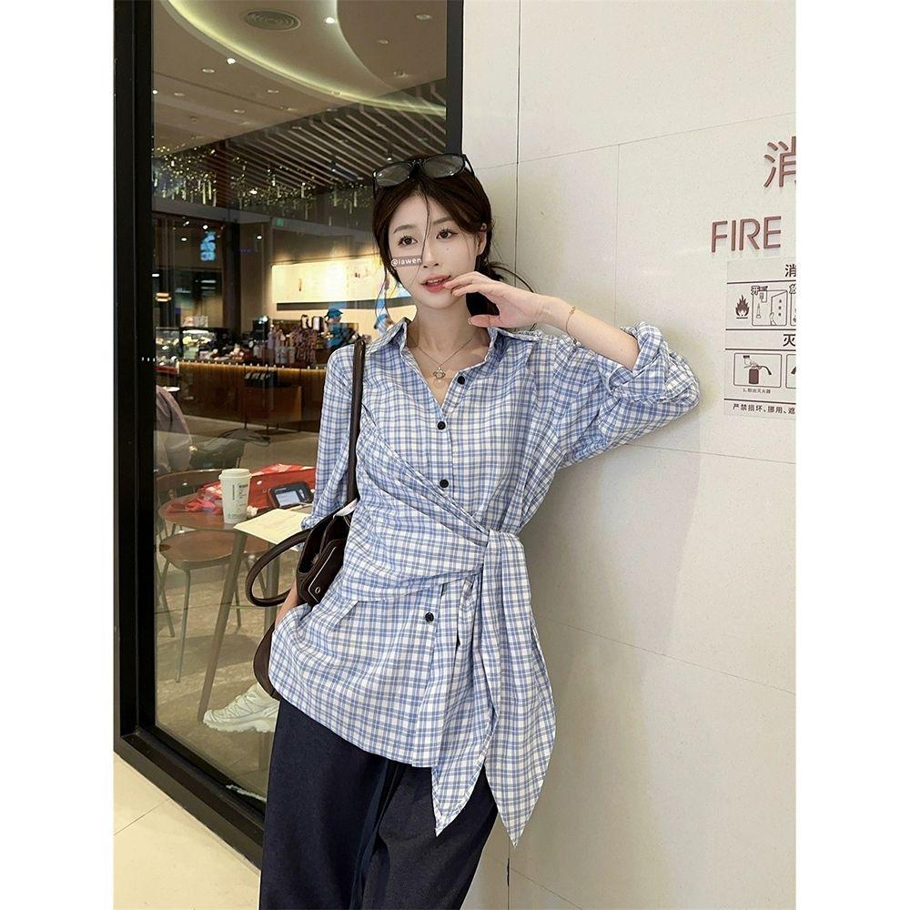 Женская клетчатая рубашка с длинными рукавами, приталенный дизайн, рубашки в стиле стрит, корейские простые модные женские топы one size
Женская клетчатая рубашка с длинными рукавами, приталенный дизайн, рубашки в стиле стрит, корейские простые модные женские топы one size