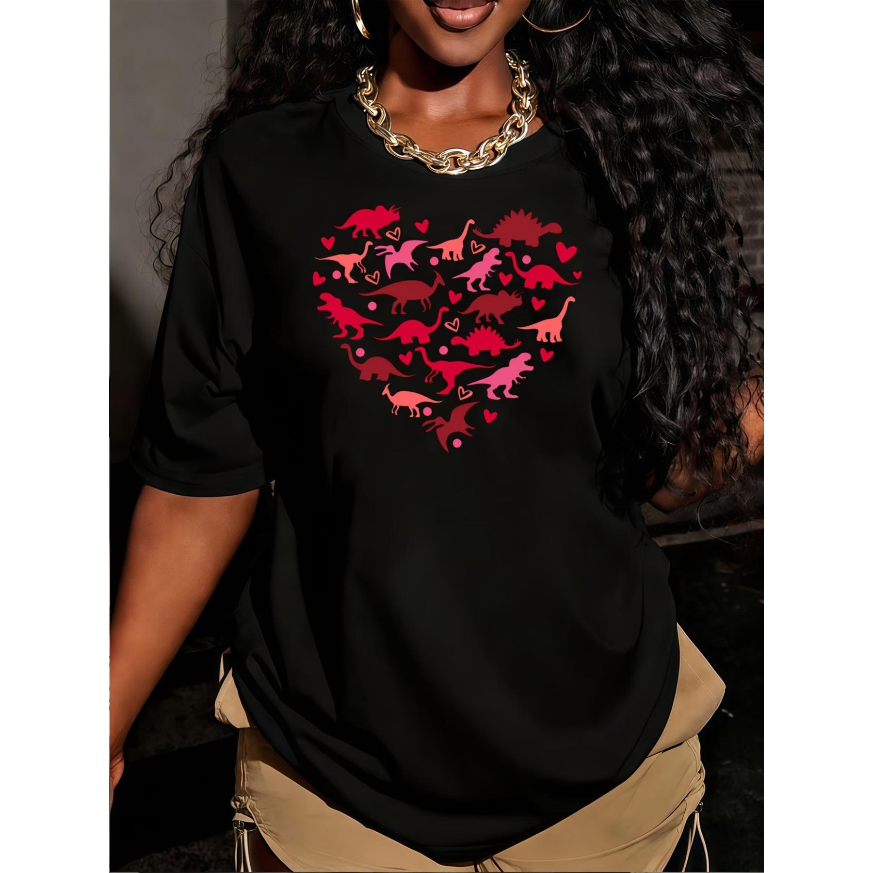Women s Valentine s Day Short Sleeve Top - Red Heart Dinosaur Love Theme Print, Round Neck XXL чорний
Women s Valentine s Day Short Sleeve Top - Red Heart Dinosaur Love Theme Print, Round Neck XXL чорний