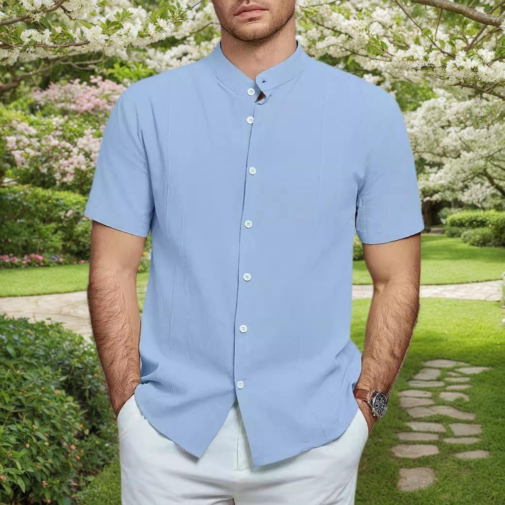 Men s 100% COTTON Linen Shirts Short Sleeve Stand-collar Casual Beach Holiday Home Daily Shirts 3XL синій
Men s 100% COTTON Linen Shirts Short Sleeve Stand-collar Casual Beach Holiday Home Daily Shirts 3XL синій
