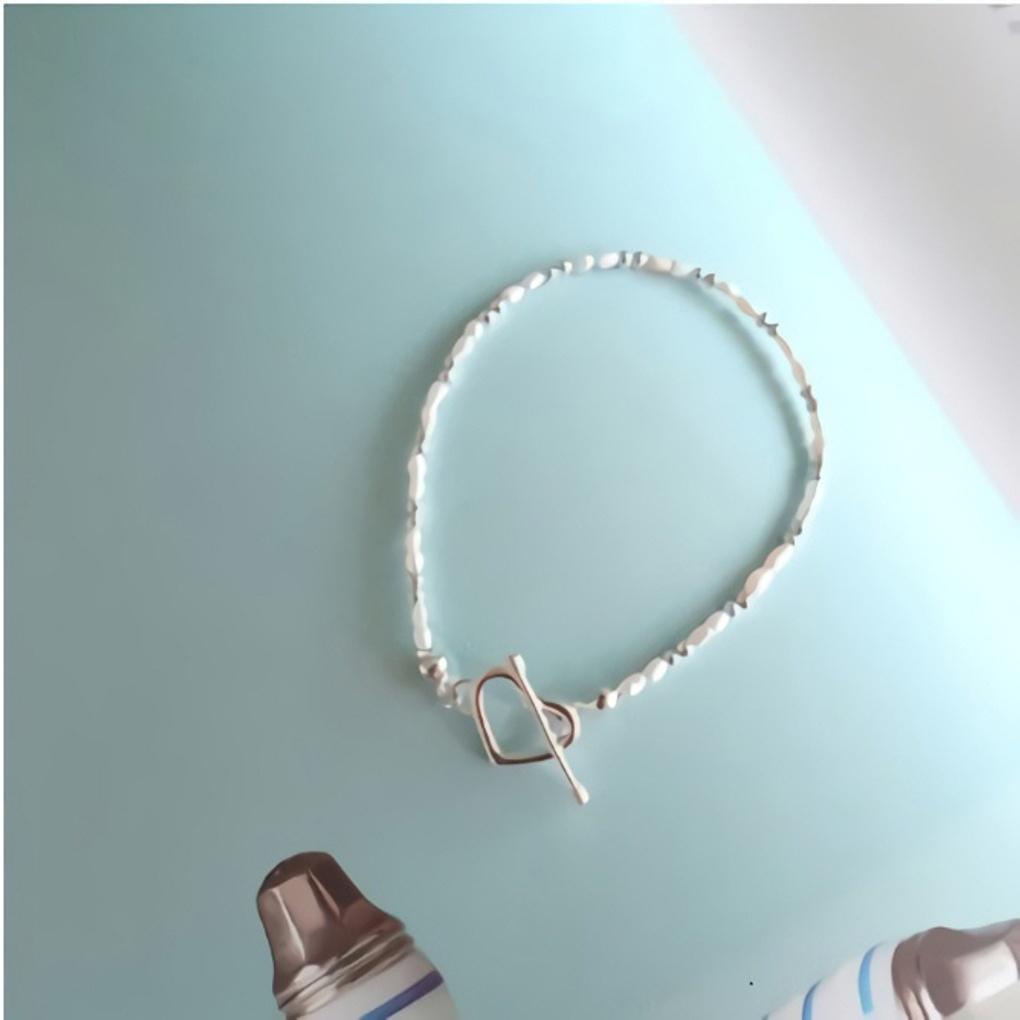 Simple Ball Chain 925 Silver Bracelet with Natural Freshwater Pearl and Ball Heart
Simple Ball Chain 925 Silver Bracelet with Natural Freshwater Pearl and Ball Heart