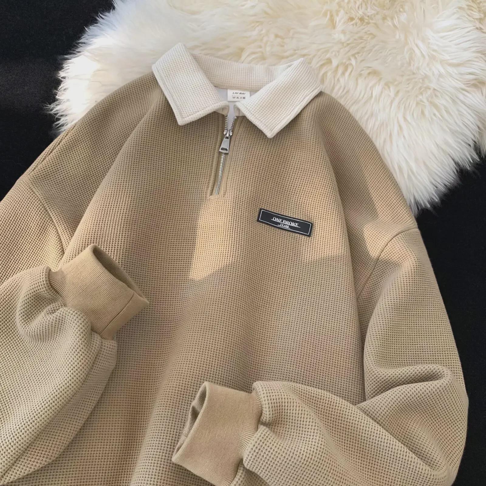 Мужской ретро-свитер поло с контрастными лацканами - весна/осень, повседневный, свободный крой XL хаки
Мужской ретро-свитер поло с контрастными лацканами - весна/осень, повседневный, свободный крой XL хаки