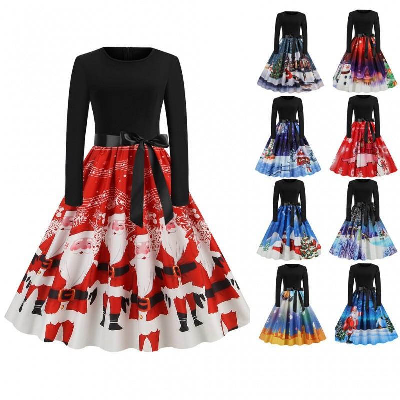 Women Retro 50s 60s Hepburn Christmas Print Round Neck Long Sleeves Midi Dress Bridal Host Wedding Bride Bridesmaids Party Gowns S
Women Retro 50s 60s Hepburn Christmas Print Round Neck Long Sleeves Midi Dress Bridal Host Wedding Bride Bridesmaids Party Gowns S