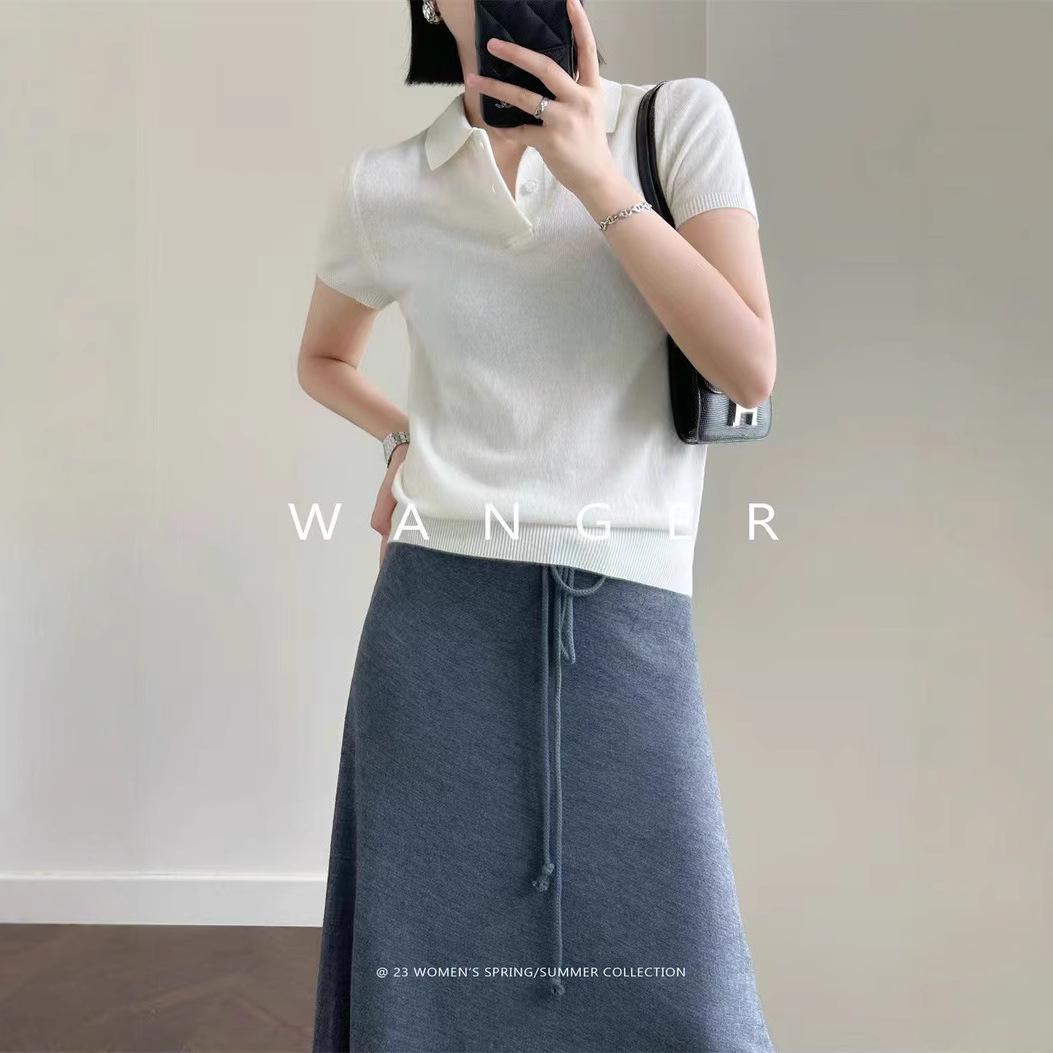 Женское весенне-летнее поло из шерсти с коротким рукавом - Однотонное, вязаный топ с отложным воротником Small белый
Женское весенне-летнее поло из шерсти с коротким рукавом - Однотонное, вязаный топ с отложным воротником Small белый